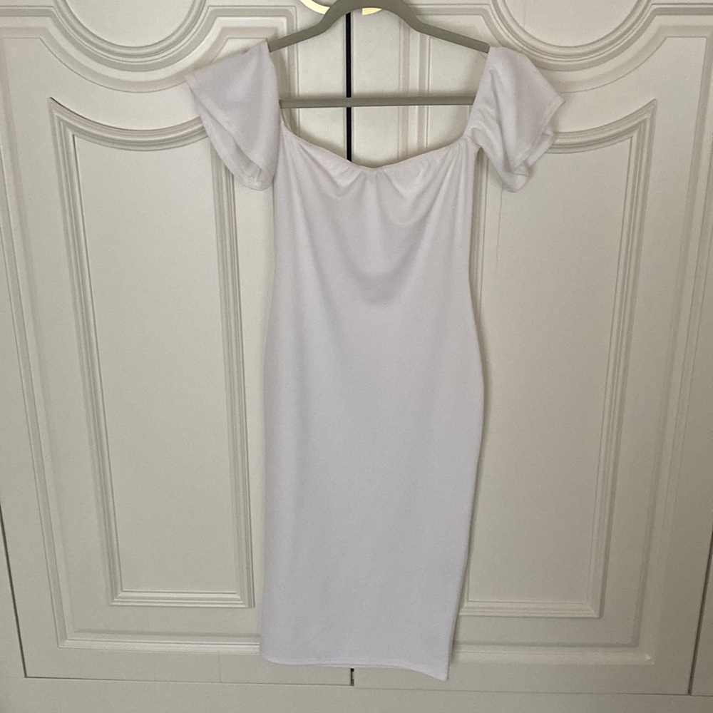 Off the shoulder white dress